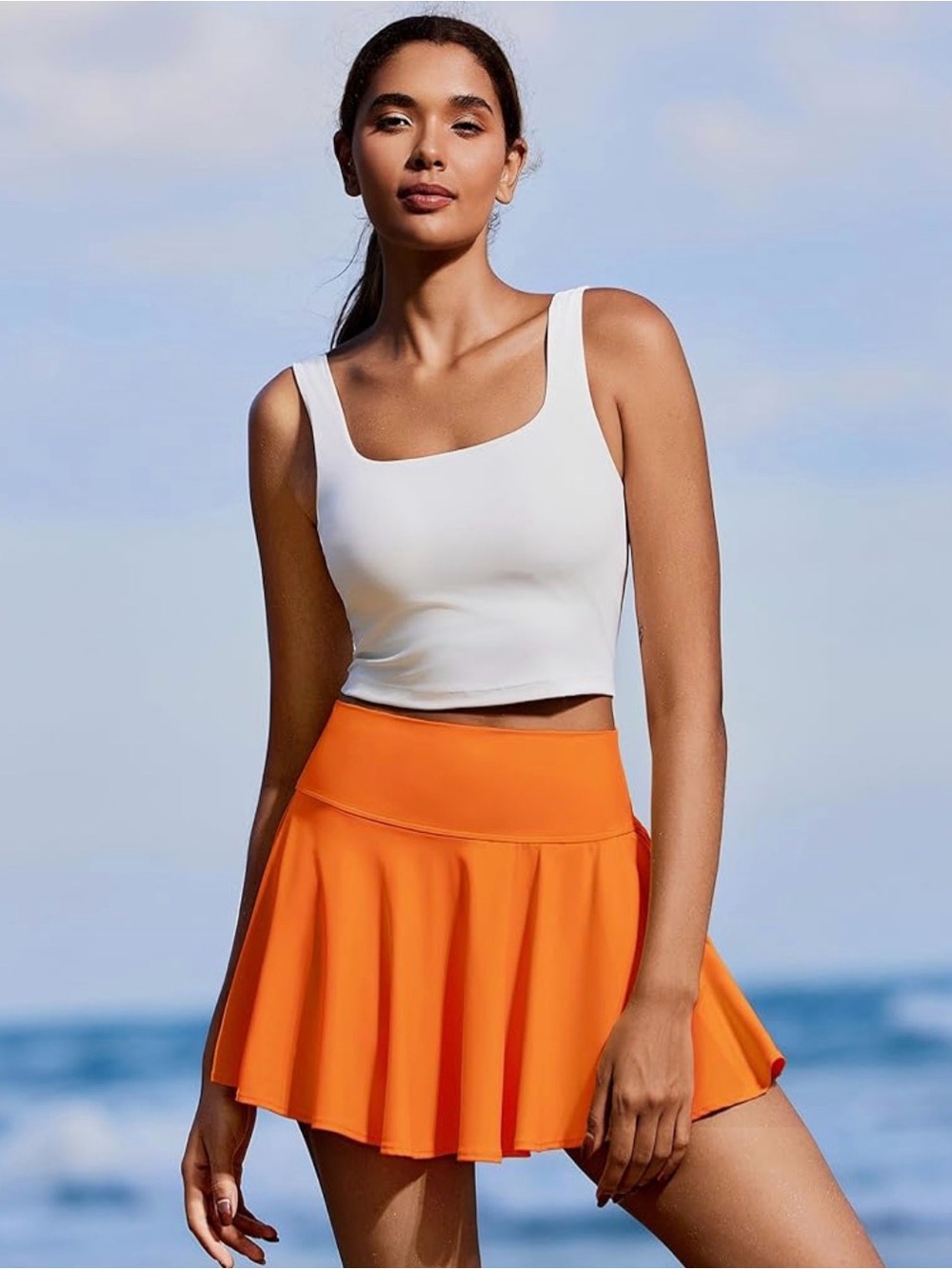 Orange tennis athletic skort
